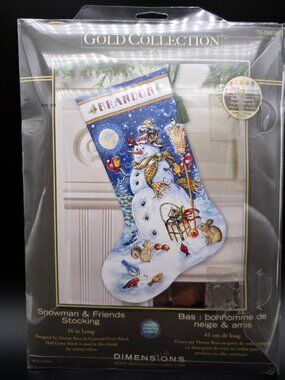 Dimensions Cross Stitch Kit - Snowman & Friends Stocking
